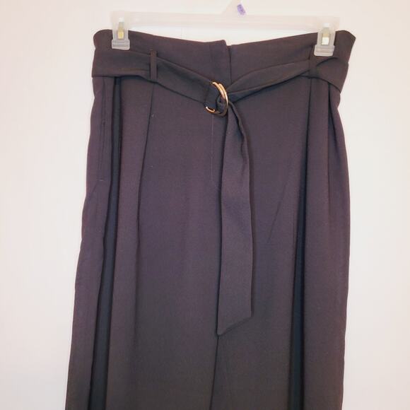 H&M black belted high waisted wide leg trouser pants - Picture 4 of 12
